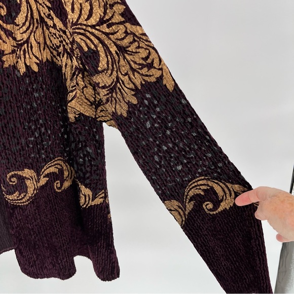 Chico’s Womens Travelers Velvet Burnout Jacket Size 12/14 Open Front Cardigan - Picture 4 of 9